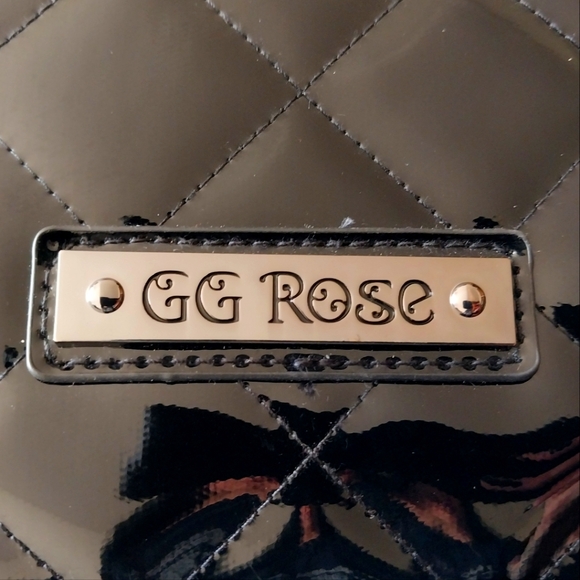 GG Rose Rock Rebel goth black vinyl quilted spider purse - Picture 9 of 11